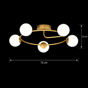 Lustre LED et cristal ORBIT, 72cm, 5xE27, Globes, Or