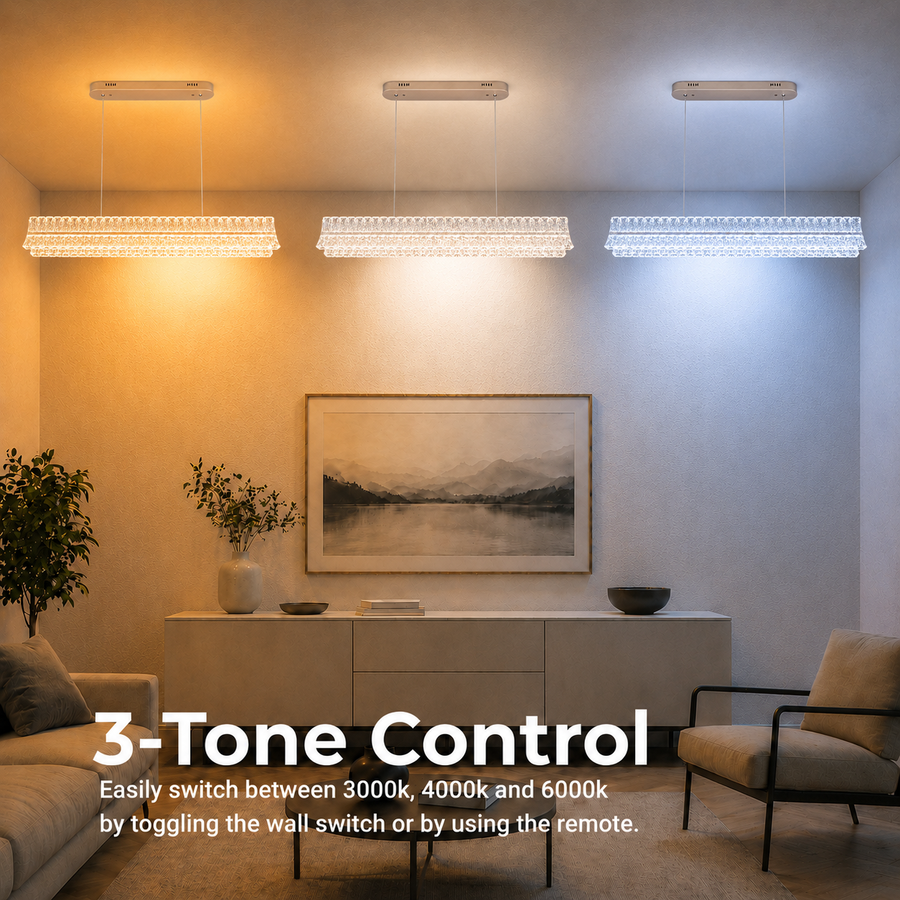 Lustre LED avec Télécommande, Suspendu TAMY 160W, Linéaire, Lumière Froid/Chaud/Neutre, Doré, Hauteur Réglable