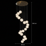 Lustre en cristal MILLE, 18xG9, diamètre 60 cm x hauteur 340 cm, cristal et métal, doré
