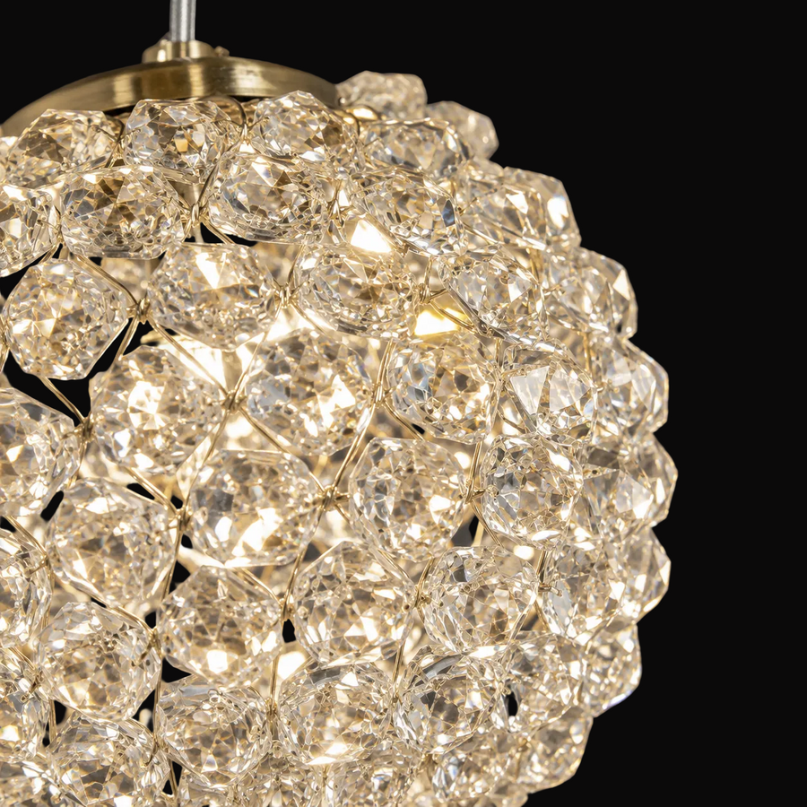 Lustre en cristal MILLE, 25xG9, diamètre 60 cm x hauteur 340 cm, cristal et métal, doré