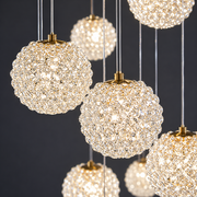 Lustre en cristal MILLE, 18xG9, diamètre 60 cm x hauteur 340 cm, cristal et métal, doré