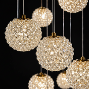 Lustre en cristal MILLE, 25xG9, diamètre 60 cm x hauteur 340 cm, cristal et métal, doré