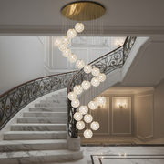 Lustre en cristal MILLE, 25xG9, diamètre 60 cm x hauteur 340 cm, cristal et métal, doré