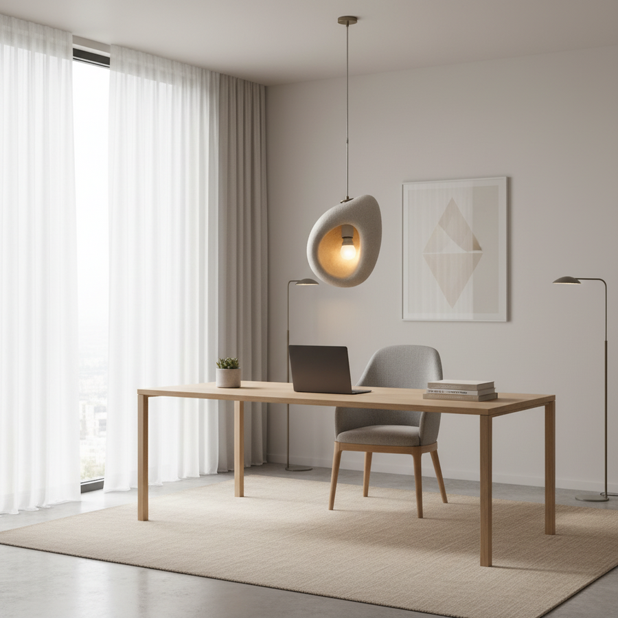 FOAMER Lustre Moderne, 34 cm, Suspendu, 1 X E27, Gris, Métal et Mousse, Hauteur Réglable