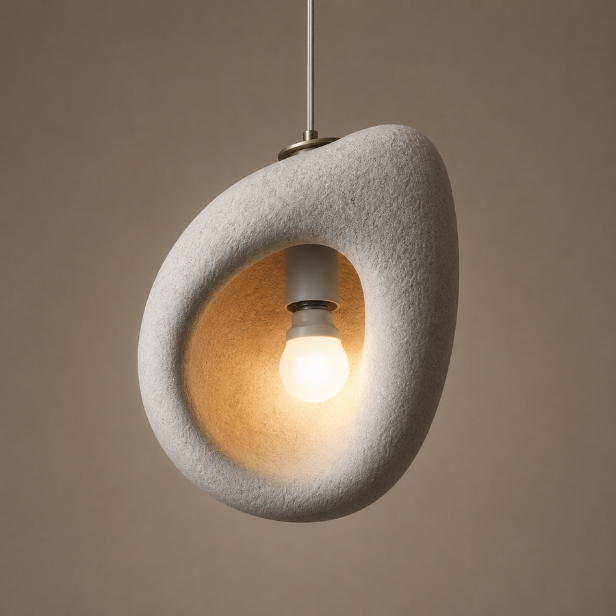FOAMER Lustre Moderne, 34 cm, Suspendu, 1 X E27, Gris, Métal et Mousse, Hauteur Réglable