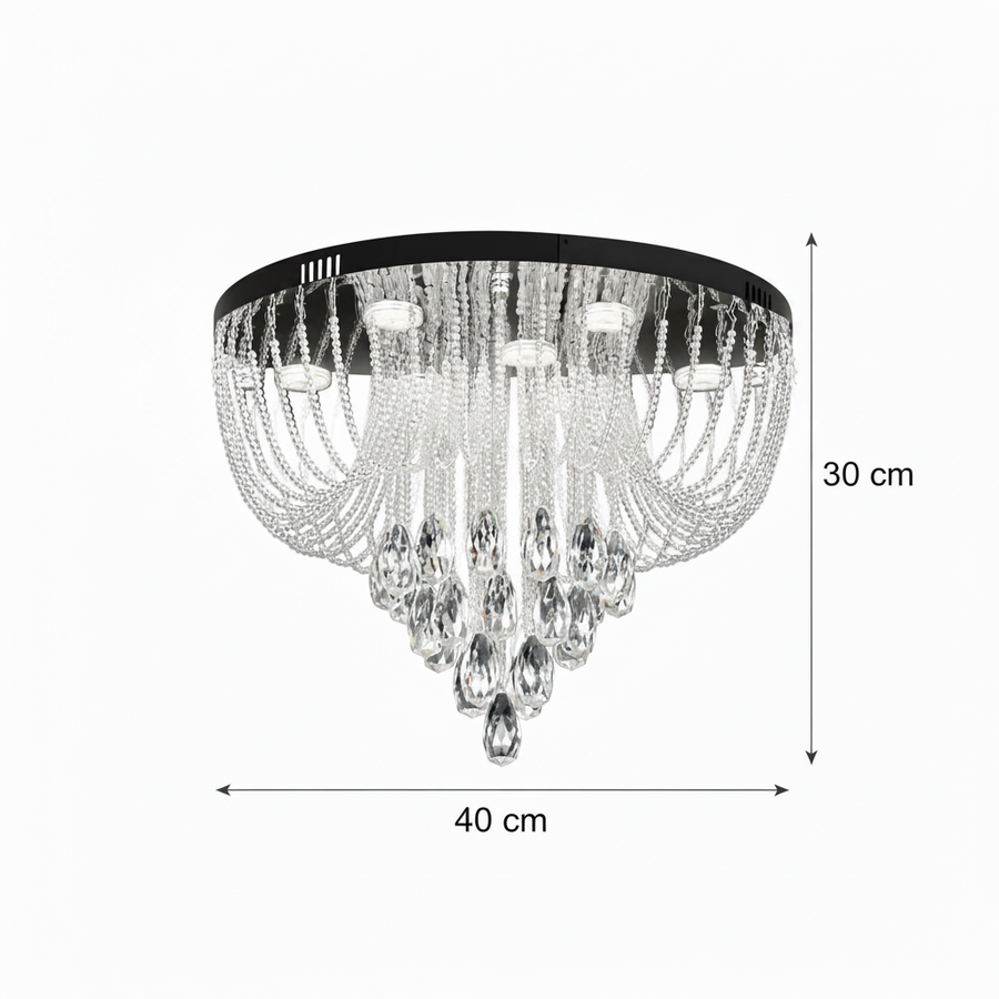 Lustre LED Crystal MAGE Nobile, 22 W, Lumière Chaude/Neutre/Froide, Diamètre 40 cm, Chrome Brillant