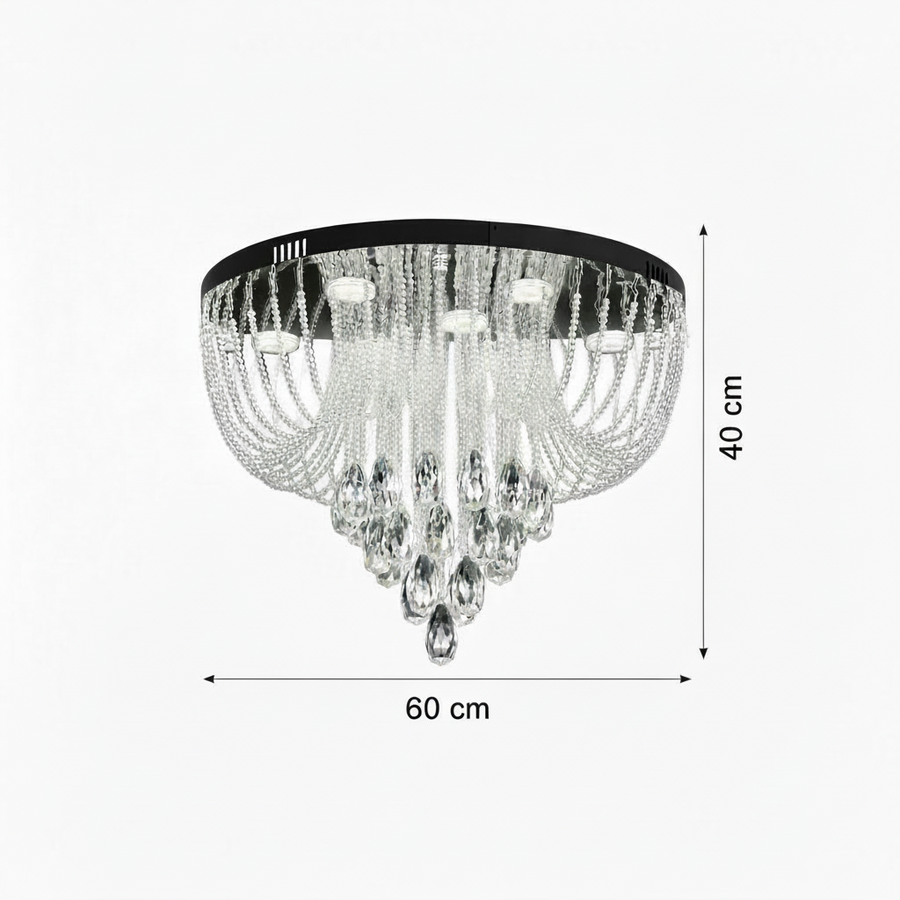 Lustre LED en cristal MAGE Magno, 33 W, lumière chaude/neutre/froide, diamètre 60 cm, chrome brillant