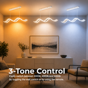 Lustre LED avec télécommande, suspendu AMI 63W, linéaire, lumière froide/chaude/neutre, blanc, hauteur réglable