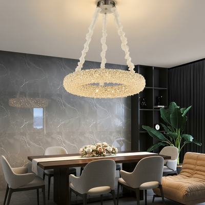 Lustre en cristal PRAGA Magno, 33 W, lumière chaude/froide/neutre, diamètre 55 cm, doré, hauteur réglable