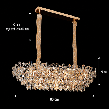Lustre en cristal Regalis 11x E14, diamètre 85 cm, or brillant, hauteur réglable, métal et cristal