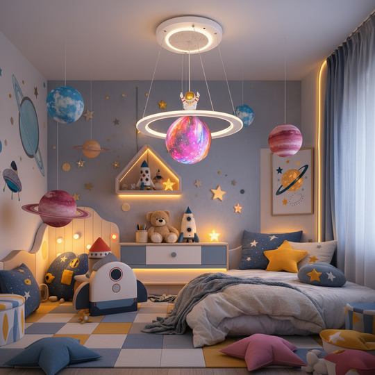 Lustre LED ASTRONAUT 60W, 1xE27, lumière froide/chaude/neutre, blanc rose lustres pour enfants titre par défaut Alessandro Design