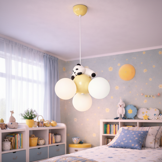 Lustre PANDA, 3xG9, D30 cm, résine métallique, lustres pour enfants en or blanc Titre par défaut Alessandro Design