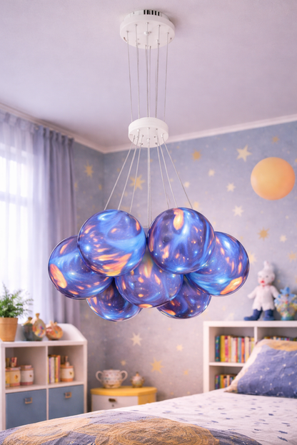 Lustre LED ASTRONAUT avec télécommande, 51W, Lumière Froid/Chaud/Neutre, Blanc Bleu