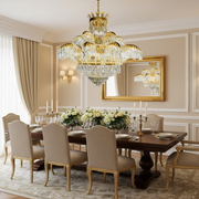 Lustre en cristal Regalis 11x E14, diamètre 85 cm, or brillant, hauteur réglable, métal et cristal