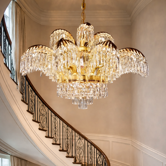 Lustre en cristal PALACE Imperio, 15 bras, 22xG9, D98cm, or brillant, hauteur réglable, lustres en métal et cristal Default Title Alessandro Design