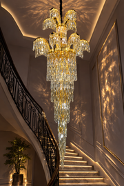 Lustre en cristal Regalis 11x E14, diamètre 85 cm, or brillant, hauteur réglable, métal et cristal