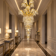 Lustre en cristal Regalis 11x E14, diamètre 85 cm, or brillant, hauteur réglable, métal et cristal