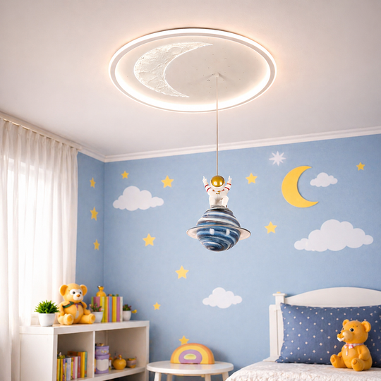 Lustre LED ASTRONAUT 80W, lumière froide/chaude/neutre, lustres pour enfants blancs titre par défaut Alessandro Design