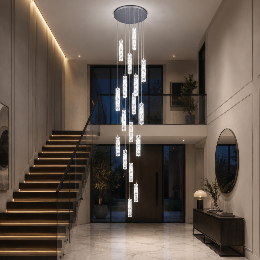 Lustre LED en cristal 82W 3000K4000K6000K Amiri Diamètre 40cm x Hauteur 300cm