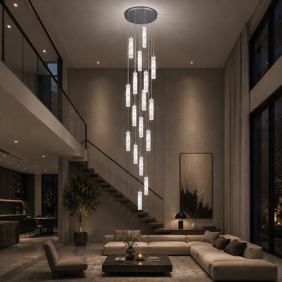 Lustre LED en cristal 82W 3000K4000K6000K Amiri Diamètre 40cm x Hauteur 300cm