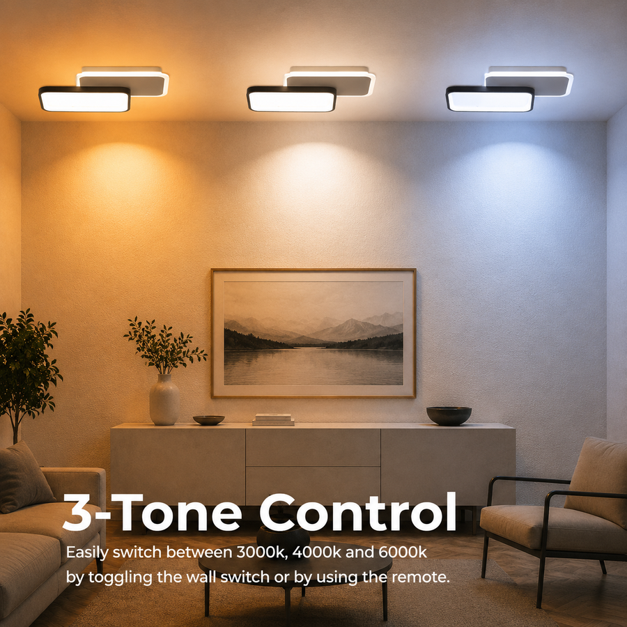 Lustre LED avec télécommande CAROLINA 50W, 2 Éléments, Lumière Froide/Chaude/Neutre, Dimmable, Noir