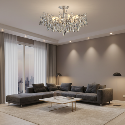 Lustre en cristal REINA Magno, 6xE14, D60cm, Chrome brillant, métal et cristal