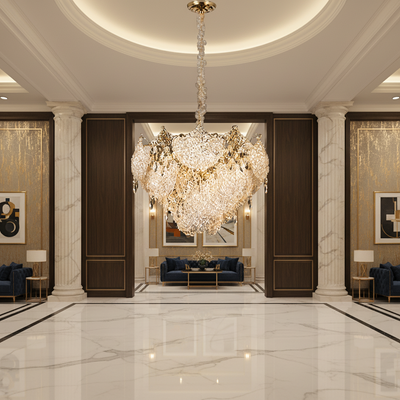 Candelabru Cristal LUXE Magno, 21xE14, Diametru 60cm, Inaltime 40cm, Auriu Lucios, Inaltime Reglabila, Design Elegant