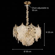 Candelabru Cristal LUXE Eleganza 9xE14, Diametru 50cm, Inaltime 33cm, Auriu Lucios, Inaltime Reglabila, Design Elegant
