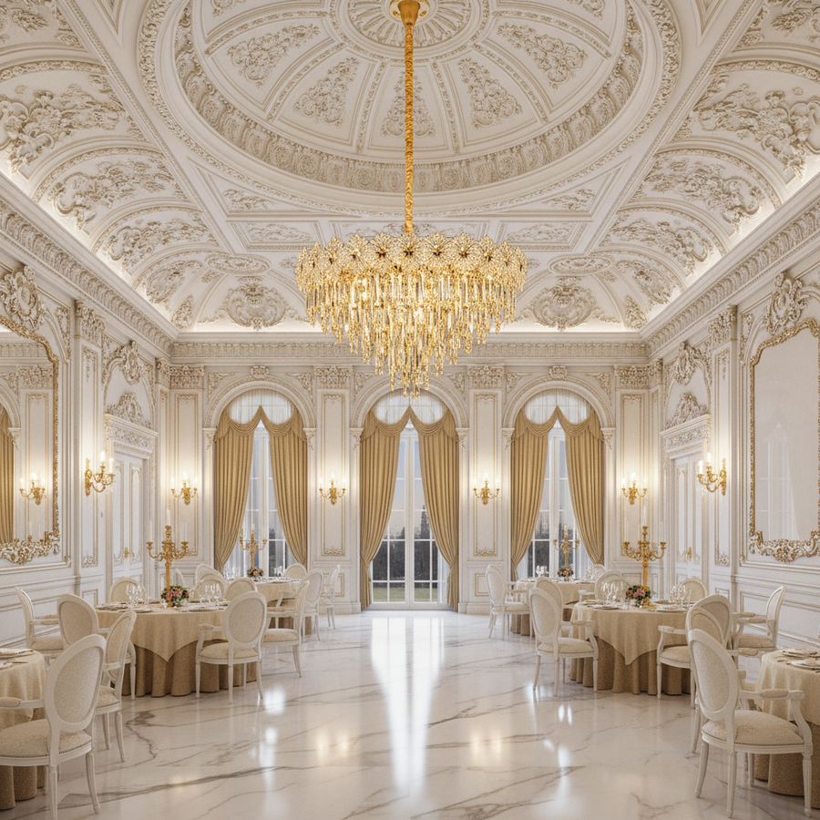 Candelabru Cristal FLEUR Regalis 22xE14, Diametru 80cm, Inaltime 50cm, Auriu Lucios, Inaltime Reglabila, Design Elegant