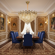 Candelabru Cristal ACE Regalis 22xE14, Diametru 80cm, Inaltime 40cm, Auriu Lucios, Inaltime Reglabila, Design Elegant