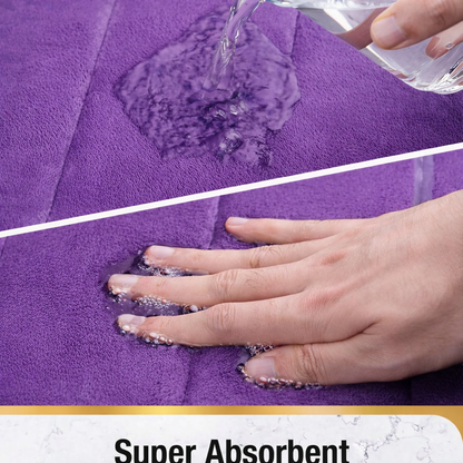 Lot de 3 tapis de bain, 50x40 cm, bleu, antidérapant