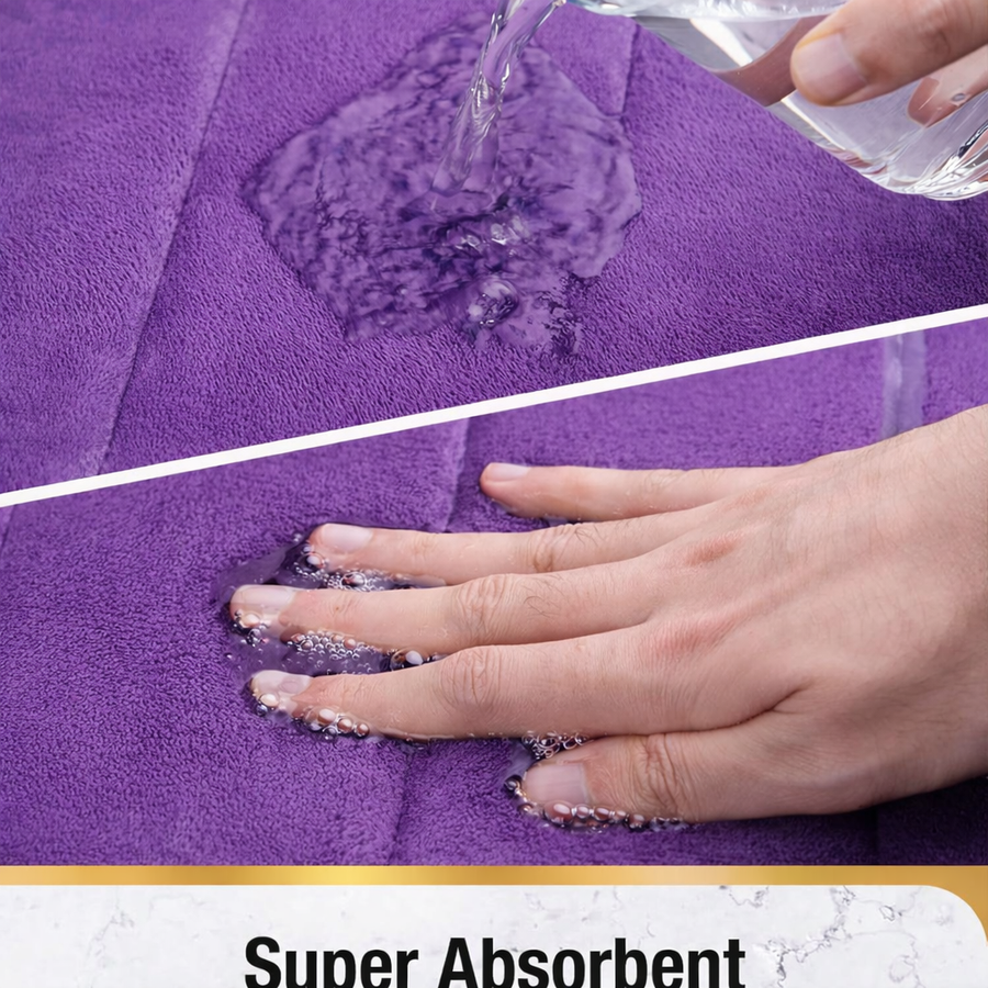 Lot de 3 tapis de bain, 50x40 cm, bleu, antidérapant