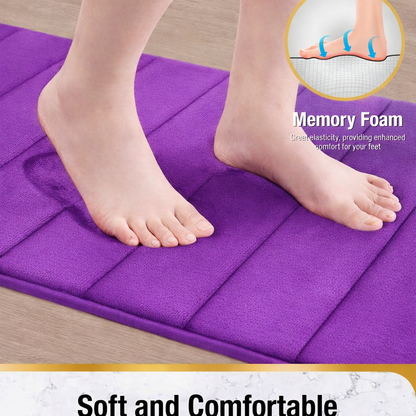 Lot de 3 tapis de bain, 50x40 cm, bleu, antidérapant