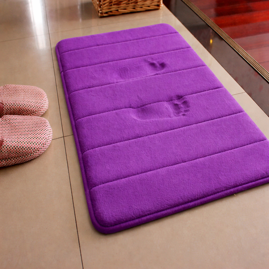 Lot de 3 tapis de bain, 50x40 cm, bleu, antidérapant