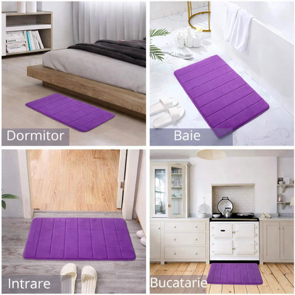 Lot de 3 tapis de bain, 50x40 cm, bleu, antidérapant