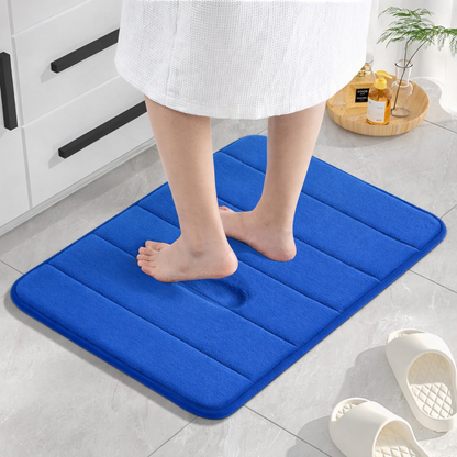 Lot de 3 tapis de bain, 50x40 cm, bleu, antidérapant