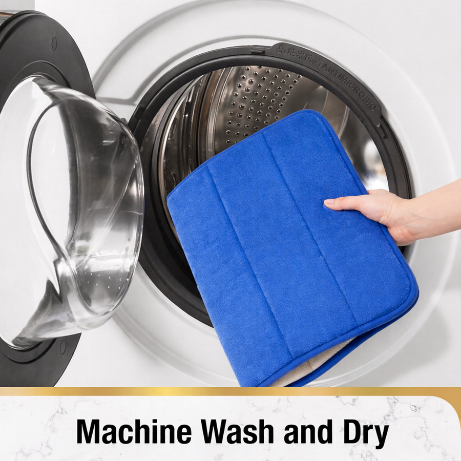 Lot de 3 tapis de bain, 50x40 cm, bleu, antidérapant