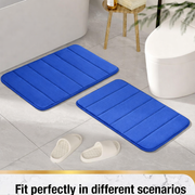 Lot de 3 tapis de bain, 50x40 cm, bleu, antidérapant