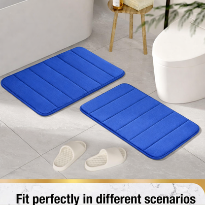 Lot de 3 tapis de bain, 50x40 cm, bleu, antidérapant