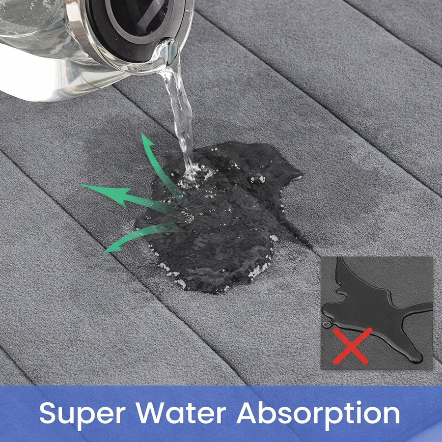 Lot de 3 tapis de bain, 50x40 cm, bleu, antidérapant