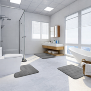 Lot de 3 tapis de bain, 50x40 cm, bleu, antidérapant