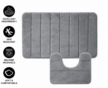 Lot de 3 tapis de bain, 50x40 cm, bleu, antidérapant