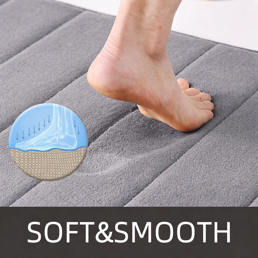 Lot de 3 tapis de bain, 50x40 cm, bleu, antidérapant