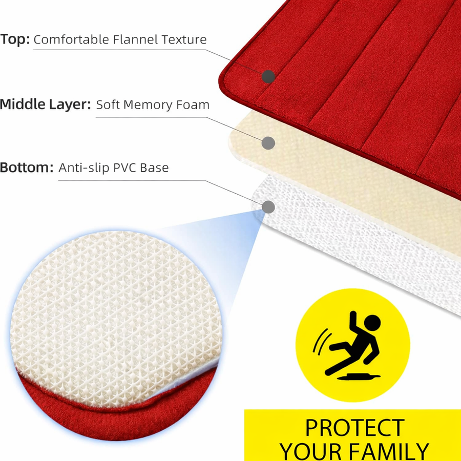 Lot de 3 tapis de bain, 50x40 cm, bleu, antidérapant