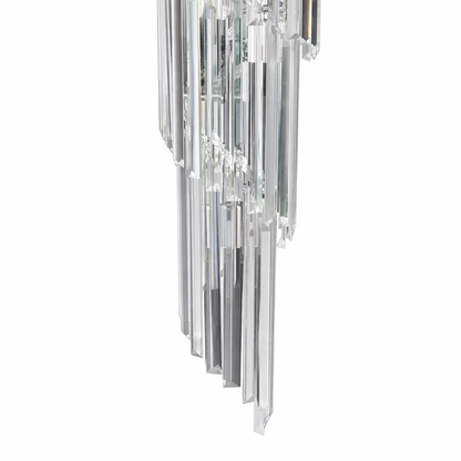 Lustre en cristal CC110/600x1800, 28xE14, diamètre 60 cm, hauteur 180 cm, chrome et argent, hauteur réglable, design élégant
