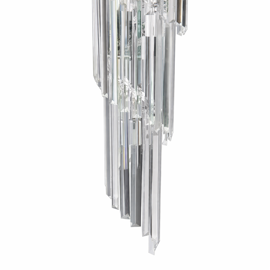 Lustre en cristal CC110/600x1800, 28xE14, diamètre 60 cm, hauteur 180 cm, chrome et argent, hauteur réglable, design élégant