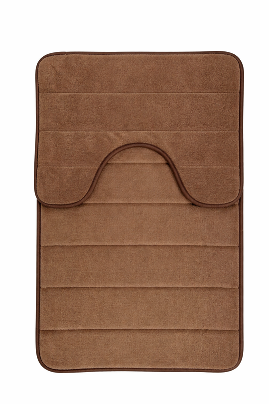 Tapis de salle de bain, 80x50 cm / 50x40 cm, marron, antidérapant, absorbant, lot de 2 tapis de salle de bain titre par défaut Alessandro Design