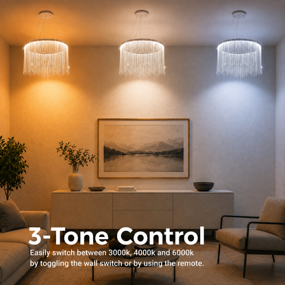 Lustre LED suspendu avec télécommande ILLUMINA MAGNUS, 38W, Lumière Froide/Chaude/Neutre, Dimmable, Argent