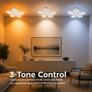 Lustre LED avec télécommande TULIP 81W, 5 Pétales, Lumière Froide/Chaude/Neutre, Dimmable, Blanc