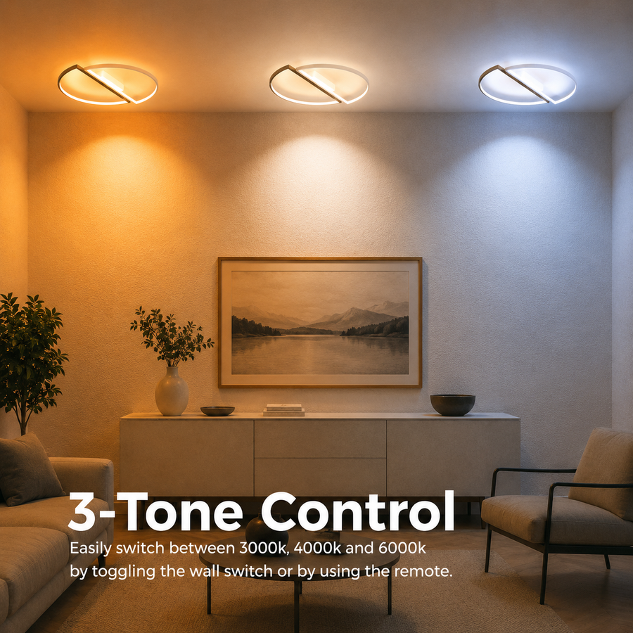 Lustre LED avec télécommande VECTOR ARCUS 52W, 2 Éléments, Lumière Froide/Chaude/Neutre, Dimmable, Noir Blanc